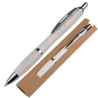 NP-238 Wheat straw ballpen with silver applications