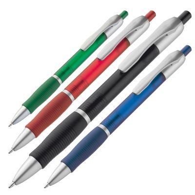 NP-232 Frosted plastic ball pen with grooved rubber grip zone