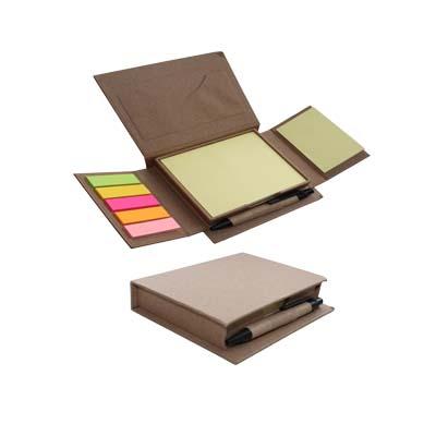 NP-181 Eco friendly kraft paper cover note pad with pen Adhesive memo pad with pen and ruler
