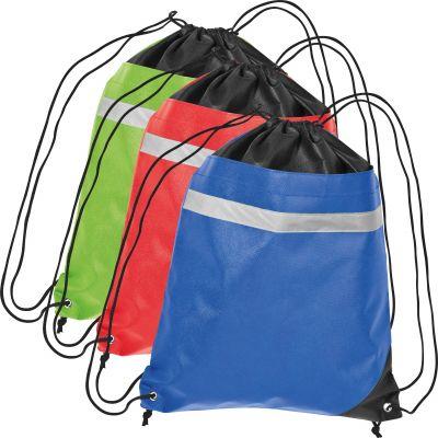 Non-woven gym bag including reflectable stripe