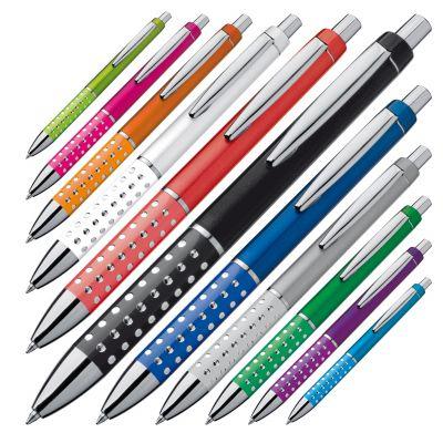 Plastic ball pen with sparkling dot grip zone