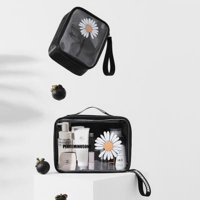 PVC Daisy Cosmetic Bag for Women, Multi-Functional Transparent Waterproof Travel Toiletry Organizer